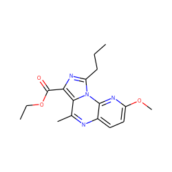 CCCc1nc(C(=O)OCC)c2c(C)nc3ccc(OC)nc3n12 ZINC000049793224