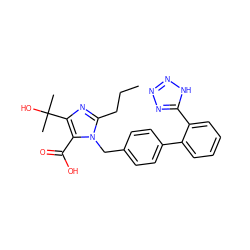 CCCc1nc(C(C)(C)O)c(C(=O)O)n1Cc1ccc(-c2ccccc2-c2nnn[nH]2)cc1 ZINC000000538621