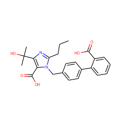 CCCc1nc(C(C)(C)O)c(C(=O)O)n1Cc1ccc(-c2ccccc2C(=O)O)cc1 ZINC000003782892