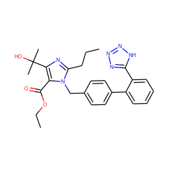 CCCc1nc(C(C)(C)O)c(C(=O)OCC)n1Cc1ccc(-c2ccccc2-c2nnn[nH]2)cc1 ZINC000013745665