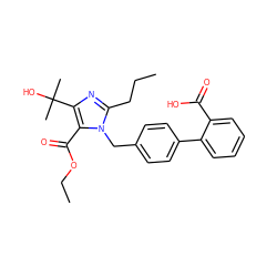 CCCc1nc(C(C)(C)O)c(C(=O)OCC)n1Cc1ccc(-c2ccccc2C(=O)O)cc1 ZINC000013745641