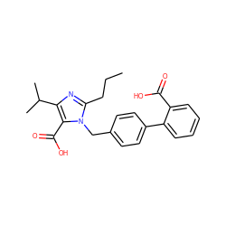 CCCc1nc(C(C)C)c(C(=O)O)n1Cc1ccc(-c2ccccc2C(=O)O)cc1 ZINC000013745623