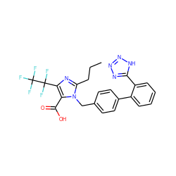 CCCc1nc(C(F)(F)C(F)(F)F)c(C(=O)O)n1Cc1ccc(-c2ccccc2-c2nnn[nH]2)cc1 ZINC000001494544