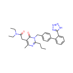 CCCc1nc(C)c(CC(=O)N(CC)CC)c(=O)n1Cc1ccc(-c2ccccc2-c2nnn[nH]2)cc1 ZINC000082156433