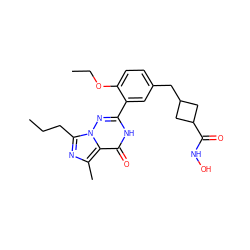 CCCc1nc(C)c2c(=O)[nH]c(-c3cc(CC4CC(C(=O)NO)C4)ccc3OCC)nn12 ZINC000224526051