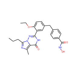 CCCc1nc(C)c2c(=O)[nH]c(-c3cc(Cc4ccc(C(=O)NO)cc4)ccc3OCC)nn12 ZINC000224526486