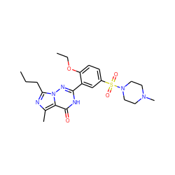 CCCc1nc(C)c2c(=O)[nH]c(-c3cc(S(=O)(=O)N4CCN(C)CC4)ccc3OCC)nn12 ZINC000034799718