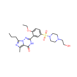 CCCc1nc(C)c2c(=O)[nH]c(-c3cc(S(=O)(=O)N4CCN(CCO)CC4)ccc3OCC)nn12 ZINC000028357928