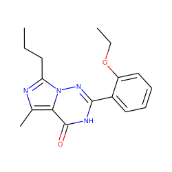 CCCc1nc(C)c2c(=O)[nH]c(-c3ccccc3OCC)nn12 ZINC000004199922