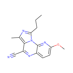 CCCc1nc(C)c2c(C#N)nc3ccc(OC)nc3n12 ZINC000049053563