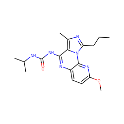 CCCc1nc(C)c2c(NC(=O)NC(C)C)nc3ccc(OC)nc3n12 ZINC000049112939