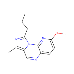 CCCc1nc(C)c2cnc3ccc(OC)nc3n12 ZINC000049048770