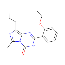 CCCc1nc(C)n2c(=O)[nH]c(-c3ccccc3OCC)nc12 ZINC000028338680