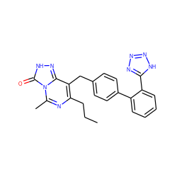 CCCc1nc(C)n2c(=O)[nH]nc2c1Cc1ccc(-c2ccccc2-c2nnn[nH]2)cc1 ZINC000026399651