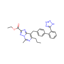 CCCc1nc(C)n2nc(C(=O)OCC)nc2c1Cc1ccc(-c2ccccc2-c2nnn[nH]2)cc1 ZINC000003786595