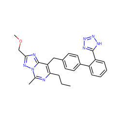 CCCc1nc(C)n2nc(COC)nc2c1Cc1ccc(-c2ccccc2-c2nnn[nH]2)cc1 ZINC000013737997