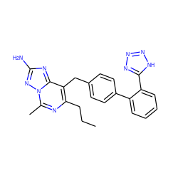 CCCc1nc(C)n2nc(N)nc2c1Cc1ccc(-c2ccccc2-c2nnn[nH]2)cc1 ZINC000003786591