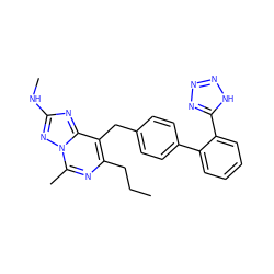 CCCc1nc(C)n2nc(NC)nc2c1Cc1ccc(-c2ccccc2-c2nnn[nH]2)cc1 ZINC000003786594