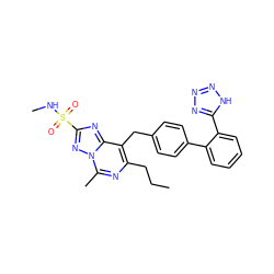 CCCc1nc(C)n2nc(S(=O)(=O)NC)nc2c1Cc1ccc(-c2ccccc2-c2nnn[nH]2)cc1 ZINC000013737988