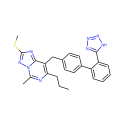 CCCc1nc(C)n2nc(SC)nc2c1Cc1ccc(-c2ccccc2-c2nnn[nH]2)cc1 ZINC000013737985