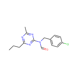 CCCc1nc(C)nc(N(C=O)Cc2ccc(Cl)cc2)n1 ZINC000103290392