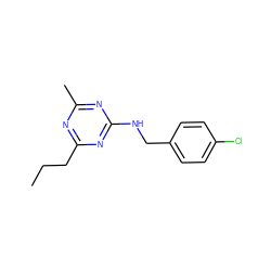 CCCc1nc(C)nc(NCc2ccc(Cl)cc2)n1 ZINC000103290396