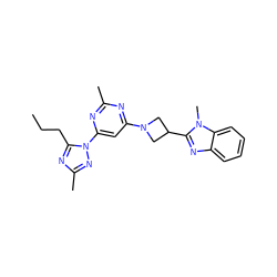 CCCc1nc(C)nn1-c1cc(N2CC(c3nc4ccccc4n3C)C2)nc(C)n1 ZINC000143124009