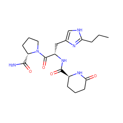 CCCc1nc(C[C@H](NC(=O)[C@@H]2CCCC(=O)N2)C(=O)N2CCC[C@H]2C(N)=O)c[nH]1 ZINC000028639565