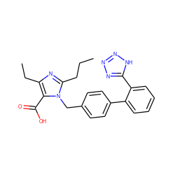 CCCc1nc(CC)c(C(=O)O)n1Cc1ccc(-c2ccccc2-c2nnn[nH]2)cc1 ZINC000003806126