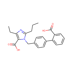 CCCc1nc(CC)c(C(=O)O)n1Cc1ccc(-c2ccccc2C(=O)O)cc1 ZINC000013745621