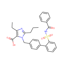 CCCc1nc(CC)c(C(=O)O)n1Cc1ccc(-c2ccccc2S(=O)(=O)NC(=O)c2ccccc2)cc1 ZINC000027859021