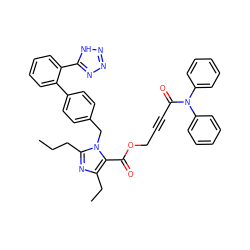 CCCc1nc(CC)c(C(=O)OCC#CC(=O)N(c2ccccc2)c2ccccc2)n1Cc1ccc(-c2ccccc2-c2nnn[nH]2)cc1 ZINC000026378265