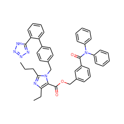 CCCc1nc(CC)c(C(=O)OCc2cccc(C(=O)N(c3ccccc3)c3ccccc3)c2)n1Cc1ccc(-c2ccccc2-c2nnn[nH]2)cc1 ZINC000026292470