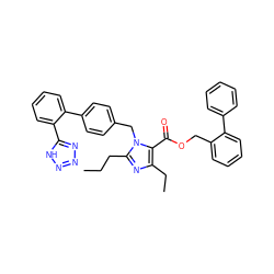 CCCc1nc(CC)c(C(=O)OCc2ccccc2-c2ccccc2)n1Cc1ccc(-c2ccccc2-c2nnn[nH]2)cc1 ZINC000026293943