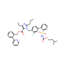 CCCc1nc(CC)c(C(=O)OCc2ccccc2-c2ccccn2)n1Cc1ccc(-c2ccccc2S(=O)(=O)NC(=O)OCCC(C)C)cc1F ZINC000026291542