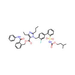 CCCc1nc(CC)c(C(=O)OCc2ccccc2C(=O)Nc2ccccc2)n1Cc1ccc(-c2ccccc2S(=O)(=O)NC(=O)OCCC(C)C)cc1F ZINC000095542071