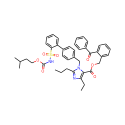 CCCc1nc(CC)c(C(=O)OCc2ccccc2C(=O)c2ccccc2)n1Cc1ccc(-c2ccccc2S(=O)(=O)NC(=O)OCCC(C)C)cc1 ZINC000003980551