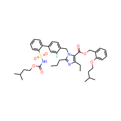 CCCc1nc(CC)c(C(=O)OCc2ccccc2OCCC(C)C)n1Cc1ccc(-c2ccccc2S(=O)(=O)NC(=O)OCCC(C)C)cc1F ZINC000026376972