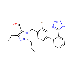 CCCc1nc(CC)c(C=O)n1Cc1ccc(-c2ccccc2-c2nnn[nH]2)cc1Br ZINC000026156267