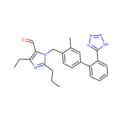 CCCc1nc(CC)c(C=O)n1Cc1ccc(-c2ccccc2-c2nnn[nH]2)cc1C ZINC000029571365