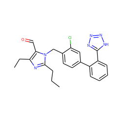 CCCc1nc(CC)c(C=O)n1Cc1ccc(-c2ccccc2-c2nnn[nH]2)cc1Cl ZINC000026153308