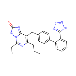 CCCc1nc(CC)n2[nH]c(=O)nc2c1Cc1ccc(-c2ccccc2-c2nnn[nH]2)cc1 ZINC000013737977