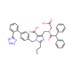 CCCc1nc(CN(CC(=O)O)C(=O)C(c2ccccc2)c2ccccc2)c(C(=O)O)n1Cc1ccc(-c2ccccc2-c2nnn[nH]2)cc1 ZINC000026375688