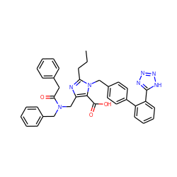 CCCc1nc(CN(Cc2ccccc2)C(=O)Cc2ccccc2)c(C(=O)O)n1Cc1ccc(-c2ccccc2-c2nnn[nH]2)cc1 ZINC000026376140