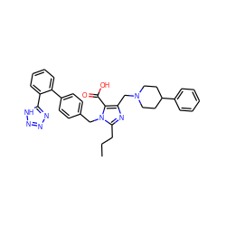 CCCc1nc(CN2CCC(c3ccccc3)CC2)c(C(=O)O)n1Cc1ccc(-c2ccccc2-c2nnn[nH]2)cc1 ZINC000026375500