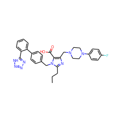 CCCc1nc(CN2CCN(c3ccc(F)cc3)CC2)c(C(=O)O)n1Cc1ccc(-c2ccccc2-c2nnn[nH]2)cc1 ZINC000026290209