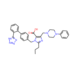 CCCc1nc(CN2CCN(c3ccccc3)CC2)c(C(=O)O)n1Cc1ccc(-c2ccccc2-c2nnn[nH]2)cc1 ZINC000026288222