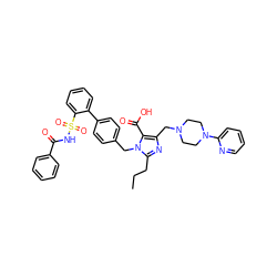 CCCc1nc(CN2CCN(c3ccccn3)CC2)c(C(=O)O)n1Cc1ccc(-c2ccccc2S(=O)(=O)NC(=O)c2ccccc2)cc1 ZINC000026377022