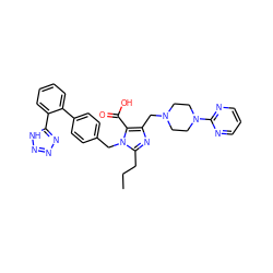 CCCc1nc(CN2CCN(c3ncccn3)CC2)c(C(=O)O)n1Cc1ccc(-c2ccccc2-c2nnn[nH]2)cc1 ZINC000026295361