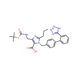 CCCc1nc(CNC(=O)OC(C)(C)C)c(C(=O)O)n1Cc1ccc(-c2ccccc2-c2nnn[nH]2)cc1 ZINC000026290100